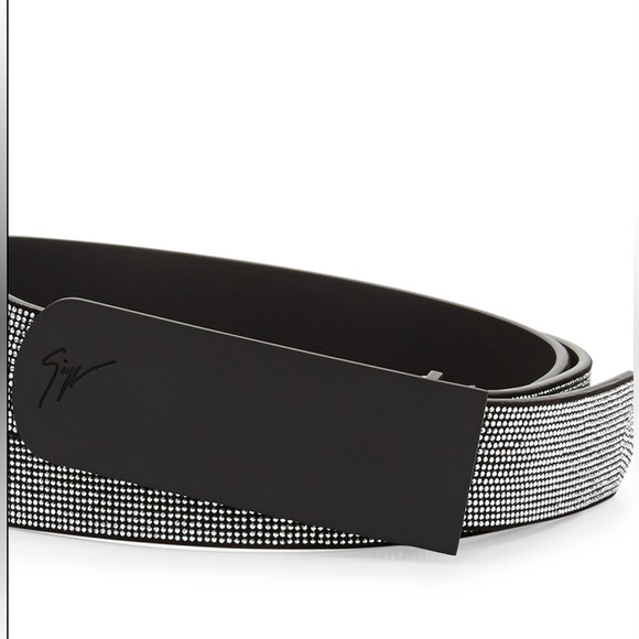 Giuseppe Zanotti studded leather belt silver w black buckle - Picture 1 of 16